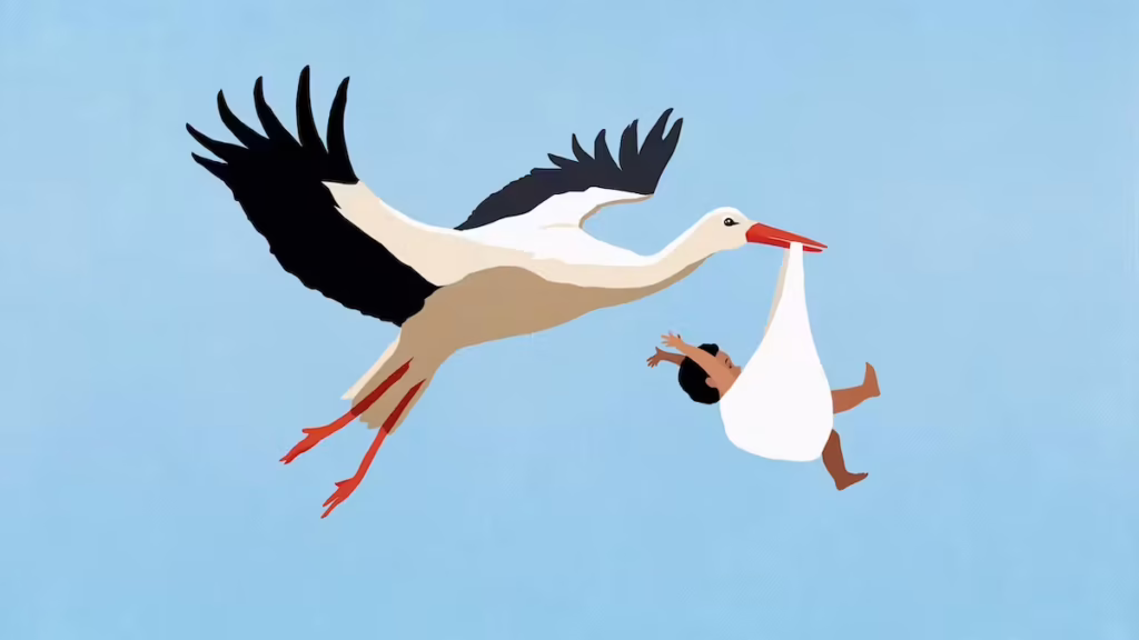 Baby being delivered